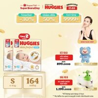 [KOL Live] Combo 2 Tã/bỉm dán sơ sinh Huggies Skin Perfect S 80+2 miếng với 2 vùng thấm giảm kích ứng da