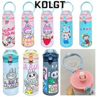 KOLGT Cốc giữ nhiệt KOLGT Labubububu, Cốc cách nhiệt nắp bật lên hoạt hình dễ thương, Bình nước giữ nhiệt dung tích lớn 500ml có thể tái sử dụng cho trẻ em / bé gái