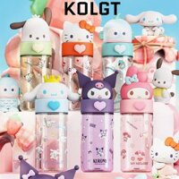 KOLGT Cốc nhựa KOLGT Cinnamoroll, Bình nước Hello Kitty Sanrio 500ml, Cốc nước hoạt hình di động Giai điệu Kawaii Kouromi