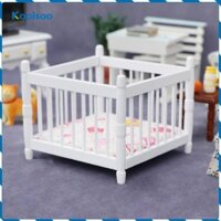 Koolsoo 1 / 12 Giường Nhà Búp Bê Bằng Gỗ Nội Thất Mini Thu Nhỏ Cho Đồ Thủ Công Cảnh DIY