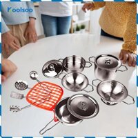 Koolsoo 13 Cái Chơi Nồi Và Chảo Đồ Chơi Cho Trẻ Em Dụng Cụ Nấu Ăn Bằng Thép Không Gỉ Mini Trẻ Em Giả Vờ Chơi Bé Trai Trẻ Em Tập Đi