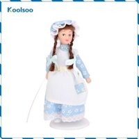 Koolsoo Nhà Búp Bê Thu Nhỏ Sứ Búp Bê Bện Tóc Nhỏ Servent Cô Gái W Đứng