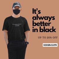 Koosin - Áo thun đôi cổ tròn màu trắng đen, áo thun form rộng tay ngắn unisex cotton 100% - Black