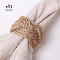 [Koqzm] 6 Chiếc Dây Gai Tự Nhiên Bện Khăn Ăn Nhẫn Retro Phong Cách Nông Thôn Màu Nâu Vải Lanh Khăn Ăn Khóa Trang Trí Bàn Tay Dệt Khăn Ăn Nhẫn [Mới]