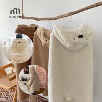 [Koqzm] Chăn có mũ trùm đầu hình gấu mùa đông Khăn choàng lông cừu Áo choàng ấm cho phòng ngủ văn phòng Phòng khách Chăn mềm mại dễ thương có thể đeo được [mới]