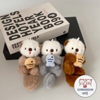 Korea Second Mansion Baby Otter Plush Doll Keychain ; Móc khóa búp bê nhồi bông hình con rái cá Hàn Quốc
