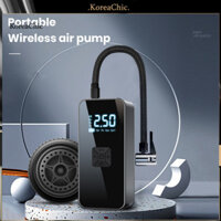 Koreachic  Máy nén khí di động Máy bơm lốp di động với đèn pin hiển thị kỹ thuật số Máy bơm xe đạp điện không dây để đồng hồ đo áp suất lốp dễ dàng Người bán hàng đầu