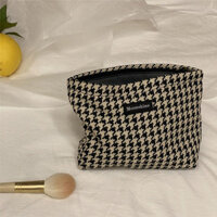 Korean Fashion Women's Houndstooth Versatile Clutch Makeup Bag Handbag Large Capacity Convenient Toiletry Bag Storage Bag