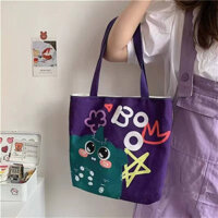 Korean Style Large Capacity Canvas Bag Shoulder Bag Cartoon Cute Japanese Style Students Shopping Bag Girls' Outdoor All-Matching Handbag LFnl