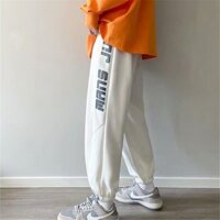 Korean version of the trend of velcro guard pants men and women summer style letter printed bouquet feet nine-point pants ins tide brand loose casual sports pants