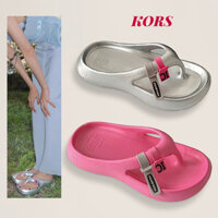 💕KORS💕[Bao gồm phụ kiện] Dép xỏ ngón màu bạc nữ 5CM dép đế bệt EVA phong cách Hàn Quốc đế dày nhẹ dép tông dép hottrend 2025 nữ dép
