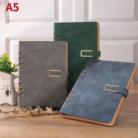 Koryes A5 Notepad, Vòng khóa bằng da PU mềm Sổ tay lá rời, Trang lót dày đơn giản có thể nạp lại Tạp chí kết dính