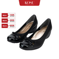 Kosu Giày da đế xuồng đính nơ 4,5cm, giày công sở nữ dáng sang, nhẹ, êm chân chính hãng 24422