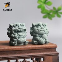 Kozeey Bộ 2 Tượng Sư Tử mini Bằng Đá Dùng Trang Trí