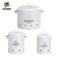 Kozeey Hộp đựng đồ nhà bếp có nắp nhà bếp Hộp đựng đồ mộc mạc cho mặt bàn nhà bếp Đồ ăn gia đình