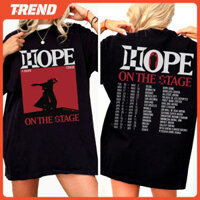 Kpop BANGTAN J-HOPE Merch Áo thun Cotton cổ điển HOPE TRÊN THẾ GIỚI TOUR In hình tay ngắn cỡ lớn Áo sơ mi nam và nữ thời trang đường phố thường ngày Tee
