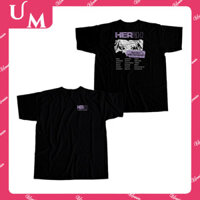 Kpop IU HER WORLD TOUR 2024 Cotton Plus Size Áo thun nam nữ Xu hướng thời trang dáng rộng in hình tay ngắn Harajuku Hàn