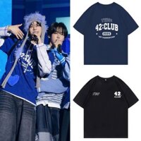 Kpoptws FM 42CLUB Cổ Tròn Cotton T Tay Ngắn Hip Hop Top Nam / Nữ Cặp Đôi Áo Sơ Mi Ngắn