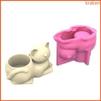 Kra Dễ Thương Mèo Bút Giá Đỡ Hoa Khuôn Silicon DIY Cây mọng Nước Bình Hoa Khuôn