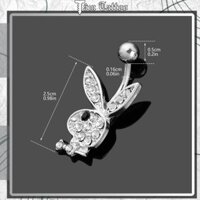 [KRDV09] Khuyên rốn playboy trắng thời trang hình bằng thép y tế cao cấp không rỉ.