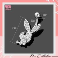 [KRDV09] Khuyên rốn playboy trắng thời trang hình bằng thép y tế cao cấp không rỉ.