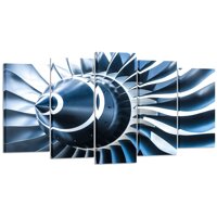 Kreative Arts - Canvas Prints Jet Engine Art Wall Decor 5 Panel Large Turbine Plane Propeller Pictures Print on Canvas Framed Ready to Hang for Off...