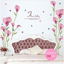 Decal trang trí chân tường hoa tulip hồng