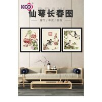 Ks Tranh Trung Quốc hoa huệ, hoa đào và hoa anh đào 11ct thêu đầy đủ đơn giản hiện đại khâu chữ thập tác phẩm nghệ thuật trang trí tường 57x51cm