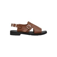 KSOUL Giày Da Đế Cao Su K Strap Saffiano Sandals Màu Nâu Da Saffiano Đế Cao Su