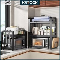 【KSTOOK】Kệ Lò Vi Sóng với 4 móc 2/3 tầng inox kệ để đồ nhà bếp chiều cao có thể điều chỉnh
