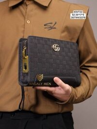 KSVT22 Ví Khóa Vân Tay,Ví Khóa Số, Ví Nam Cầm tay, Clutch Cầm Tay Nam Da Bò GUCCI