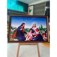 [KT 40x60] Tranh gia đình thánh gia, tranh lòng chúa thương xó, ảnh gỗ tráng gương khung composite, tặng đinh treo