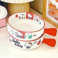 Kt Gốm Tay Cầm Bát Hello Kitty Hoạt Hình Tay Cầm Dài Bát Nướng Cơm Bát Nông Đĩa Ăn Liền Mì Bát
