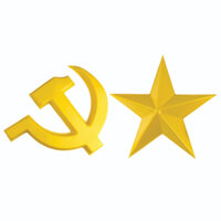 [Kt H300mm] - Cặp ngôi sao và búa liềm mica vàng hút nổi - H300mm