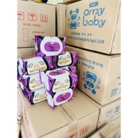 {Kt Lớn 150/hộp} Sỉ Thùng 10 hộp khăn ướt Amybaby không mùi an toàn cho bé{Tím}NẶNG 6kg5