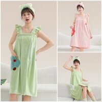 (KTAM09) Khăn tắm nữ, khăn body, váy quây spa 70x140cm hình cây nấm, bông hoa