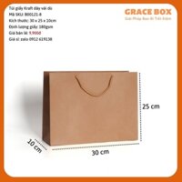 (K.Thước: 30x25x10) Combo 10 Túi Giấy Kraft Quai Vải - Định Lượng Giấy 180 gsm - Công Ty Bao Bì Grace Box