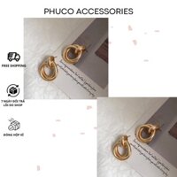 KTR0125- Khuyên tai vòng 2 lớp mạ Korea- Tặng quà [ Phuco Accessories ]