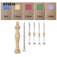 Ktveih Thêu Khâu Bút, Tay Cầm Bằng Gỗ Poking Chữ Thập Dụng Cụ Đan Thêu Bút, Phụ Kiện May Khâu Đính Có Thể Điều Chỉnh DIY Craft Punch Needle Tool