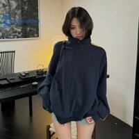 Kudosation Mới Phong Cách Mỹ Thương Hiệu Thời Trang Cardigan Rời Lười Phong Cách Áo Khoác Ba Sọc Áo Len Nữ Đẹp