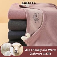 KUEDFEU Bộ đồ lót giữ nhiệt cho nữ , Bộ áo sơ mi & quần legging dài tay ấm áp mùa đông, lớp lót lông cừu thời tiết lạnh mềm mại trên và dưới cho nữ