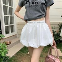 KUEDFEU Váy chữ A , có quần short lót váy phồng xếp li, Váy đèn lồng phong cách Pháp ngọt ngào dành cho nữ Cô gái
