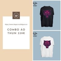 Kull Ngầu Với Combo Áo Thun Hai Màu Đen Trắng Unisex Fom Rộng WOFTSHIRT  In Hình Cá Tính 100% Cotton Full Size Hổ Tím Se