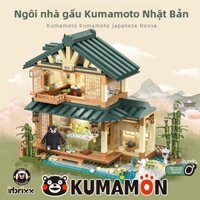 Kumamon phong cách Nhật Bản nhà suối nước nóng đầu vuông búp bê khối lắp ráp hạt nhỏ