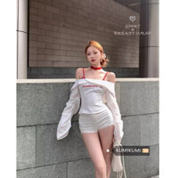 kumikumi Áo sơ mi nữ màu trắng mỏng vừa vặn mùa thu được thiết kế độc đáo Áo sơ mi tay đèn lồng một vai