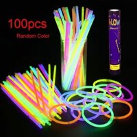 Kunhev 100 Chiếc Gậy Phát Sáng, Chiếu Sáng Lâu Dài Màu Sắc Ngẫu Nhiên Huỳnh Quang Ánh Sáng Dính, Vòng Tay Nhựa Dây Chuyền Neon Tiệc Cưới