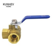 KUNHEV bi L-Port, Van nước nữ 3 chiều bằng đồng thau, Van khí vàng 1 / 2 "chịu áp lực cao Nước, Dầu, Khí