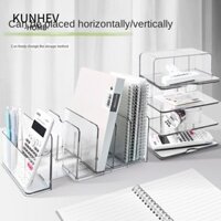 Kunhev Bookend, Hộp đựng túi xách bằng nhựa có thể thu vào, có hộp đựng bút để bàn