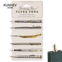 Kunhev Bút giấy phẳng tuyệt vời, Thẻ bút giấy hai mặt mực đen, Bút siêu mỏng đa năng thực tế để viết và đánh dấu trang