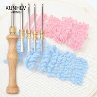 Kunhev Đan Bút Thêu, Tay Cầm Bằng Gỗ Bút Thêu Có Thể Điều Chỉnh, Khâu Đính Poking Cross Stitch Dụng Cụ DIY Craft Punch Needle Tool